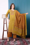 Multi-Color Cotton Plazo Pant Suit with Printed Dupatta